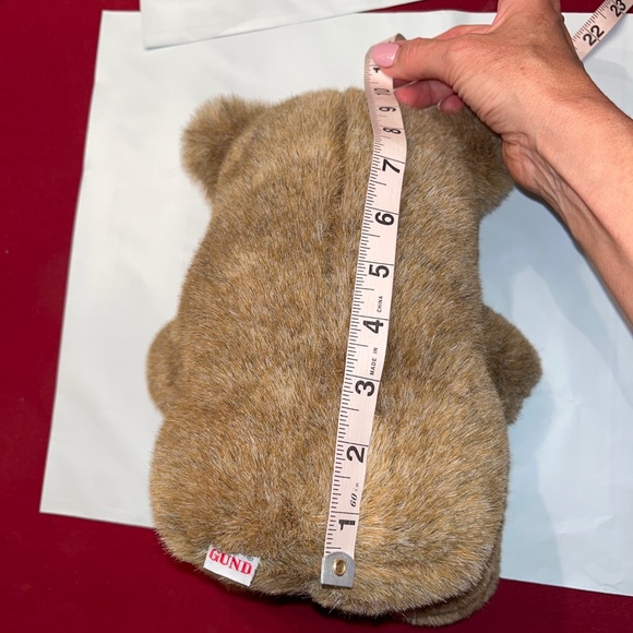 Gund brown fuzzy Bear 1982 vintage SOFT PLUSH sitting 10” tall black nose & eyes - Picture 3 of 13